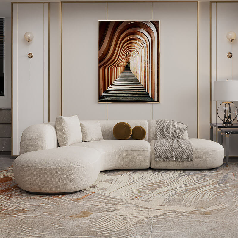 Buy 5 Seater Curved Beige Sofa Online