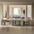 8 Seater Elegant Minimalist Oval Dining Table with Column Legs