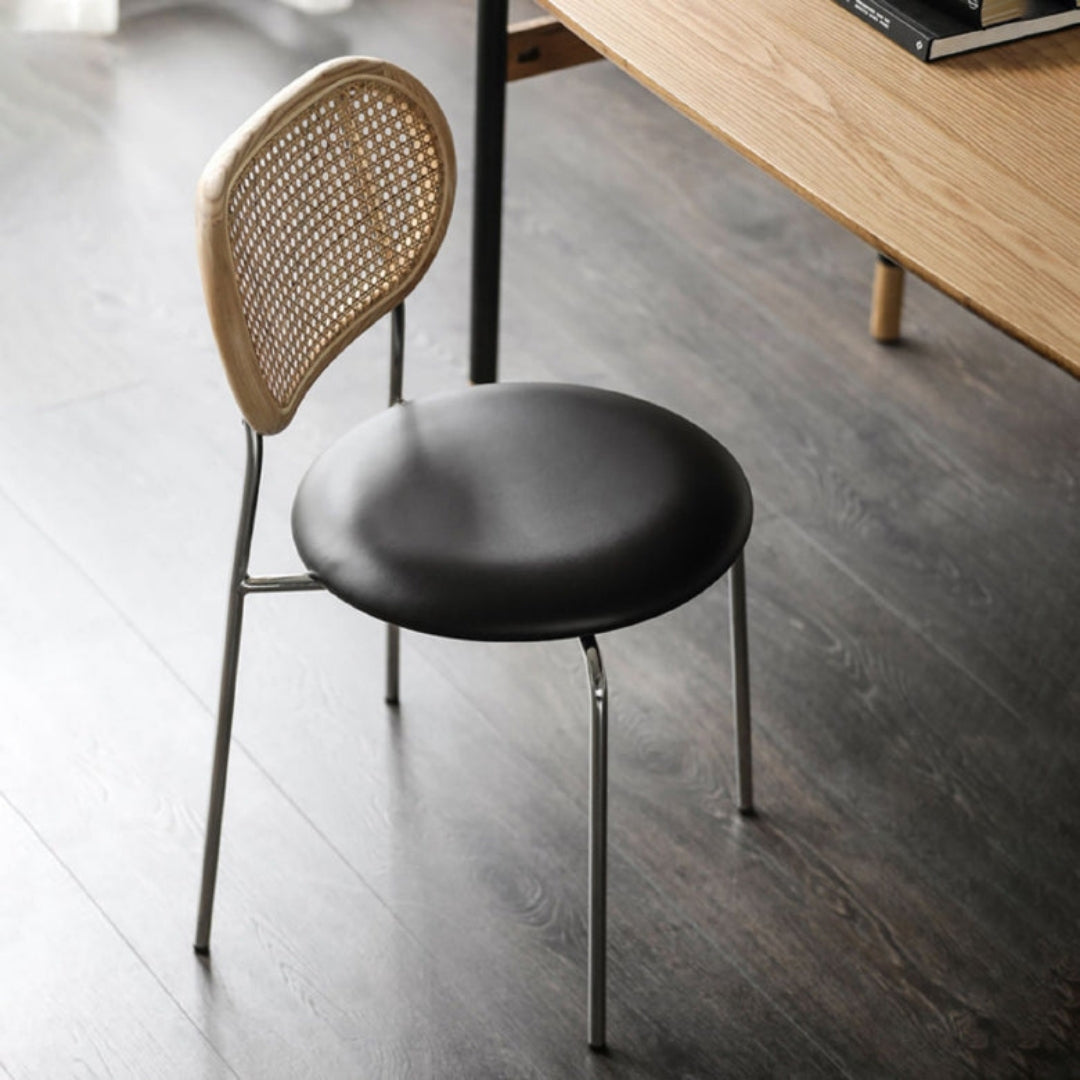 Upholstered Seat & Rattan Back Dining Chair