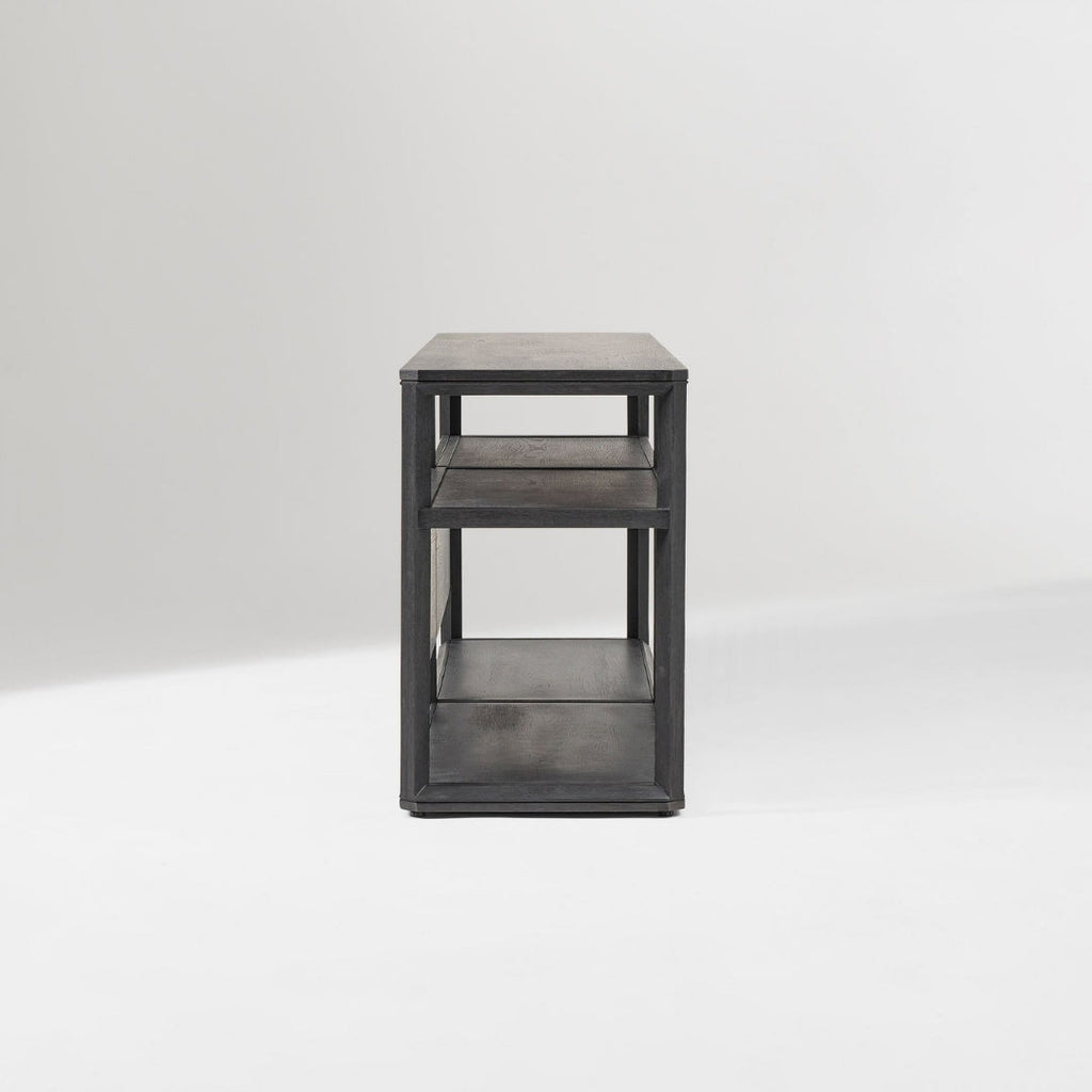 Black Oak Minimalist Open-Shelf TV Unit