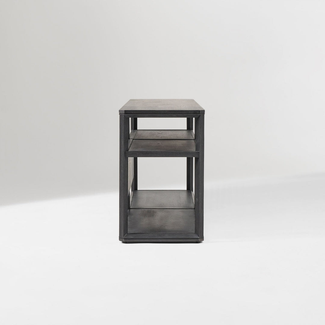 Black Oak Minimalist Open-Shelf TV Unit