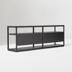 Black Oak Minimalist Open-Shelf TV Unit