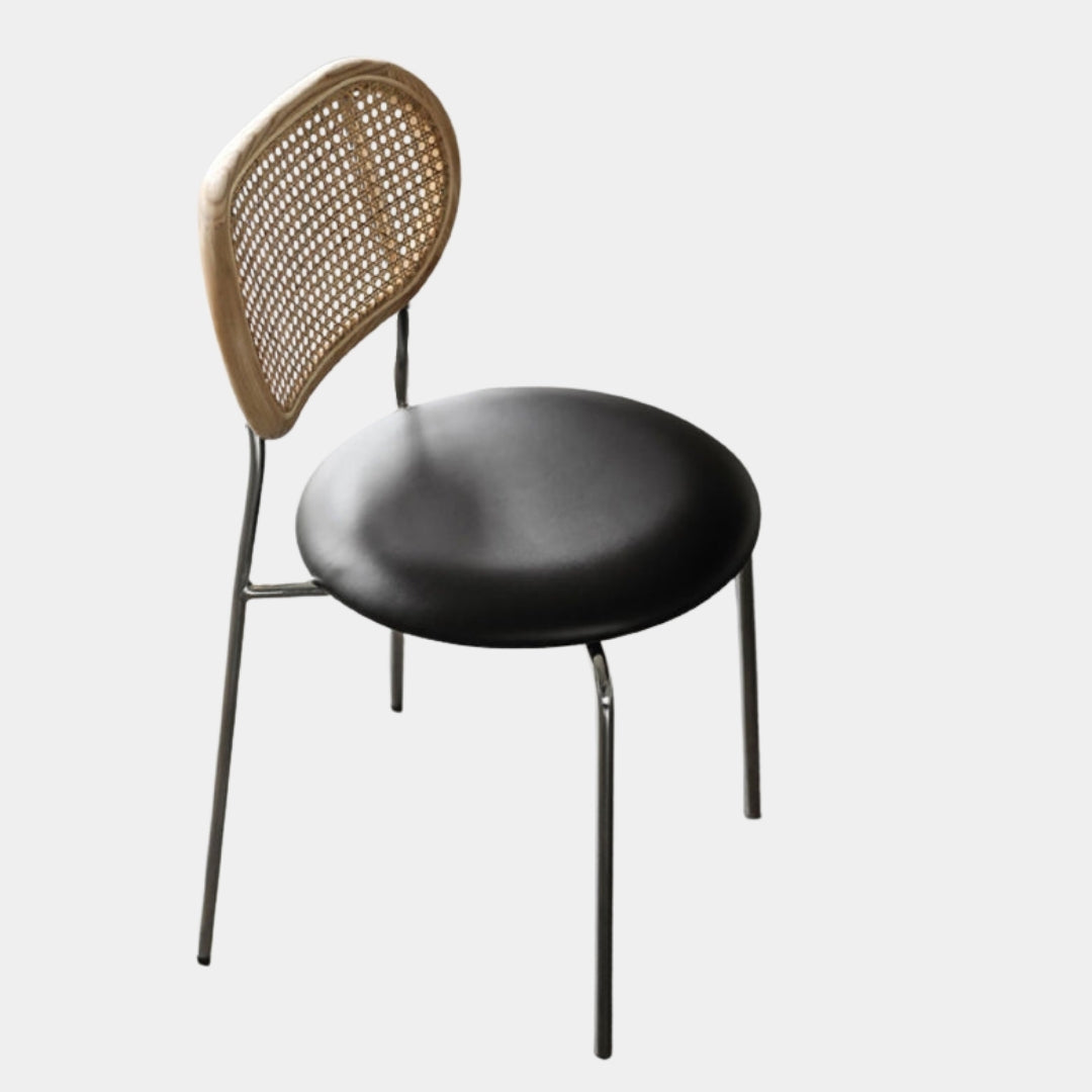 Upholstered Seat & Rattan Back Dining Chair