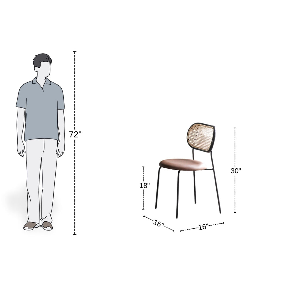 Upholstered Seat & Rattan Back Dining Chair