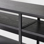 Black Oak Minimalist Open-Shelf TV Unit