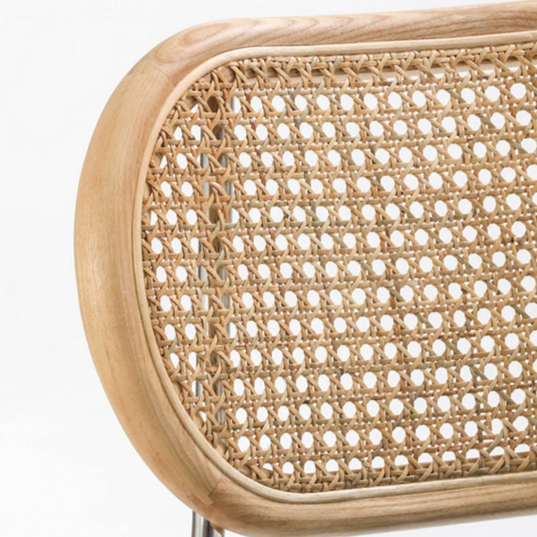 Upholstered Seat & Rattan Back Dining Chair