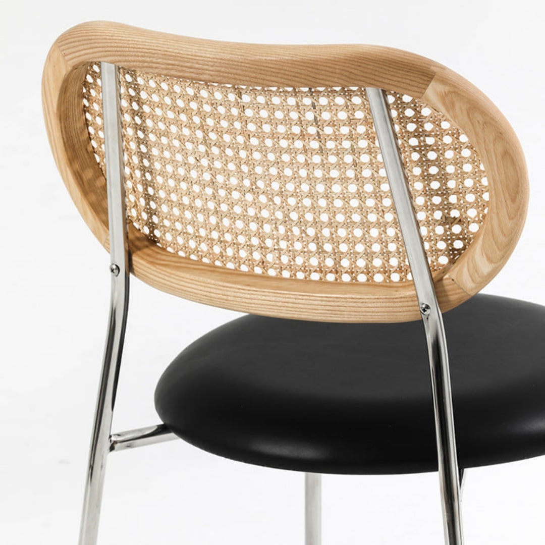 Upholstered Seat & Rattan Back Dining Chair