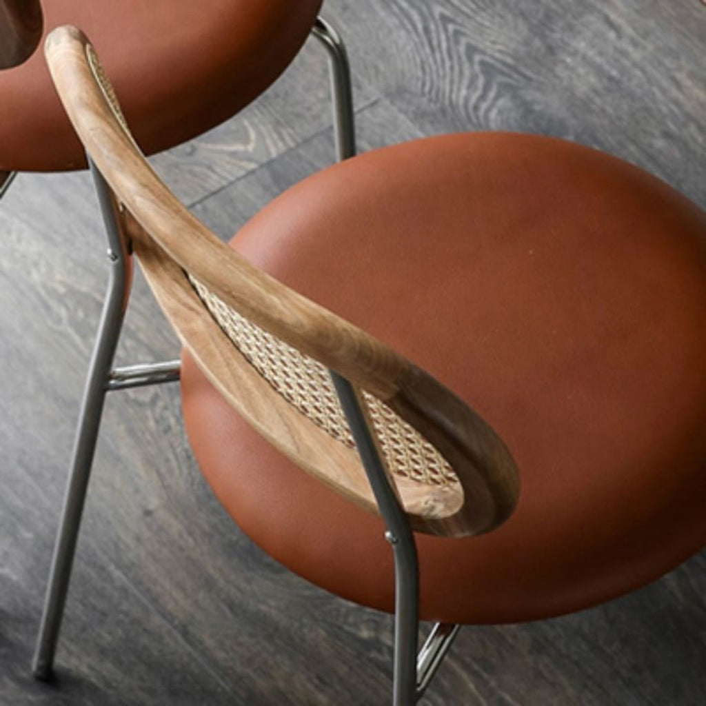 Upholstered Seat & Rattan Back Dining Chair