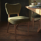 Olive Green Upholstered Wooden Dining Chair