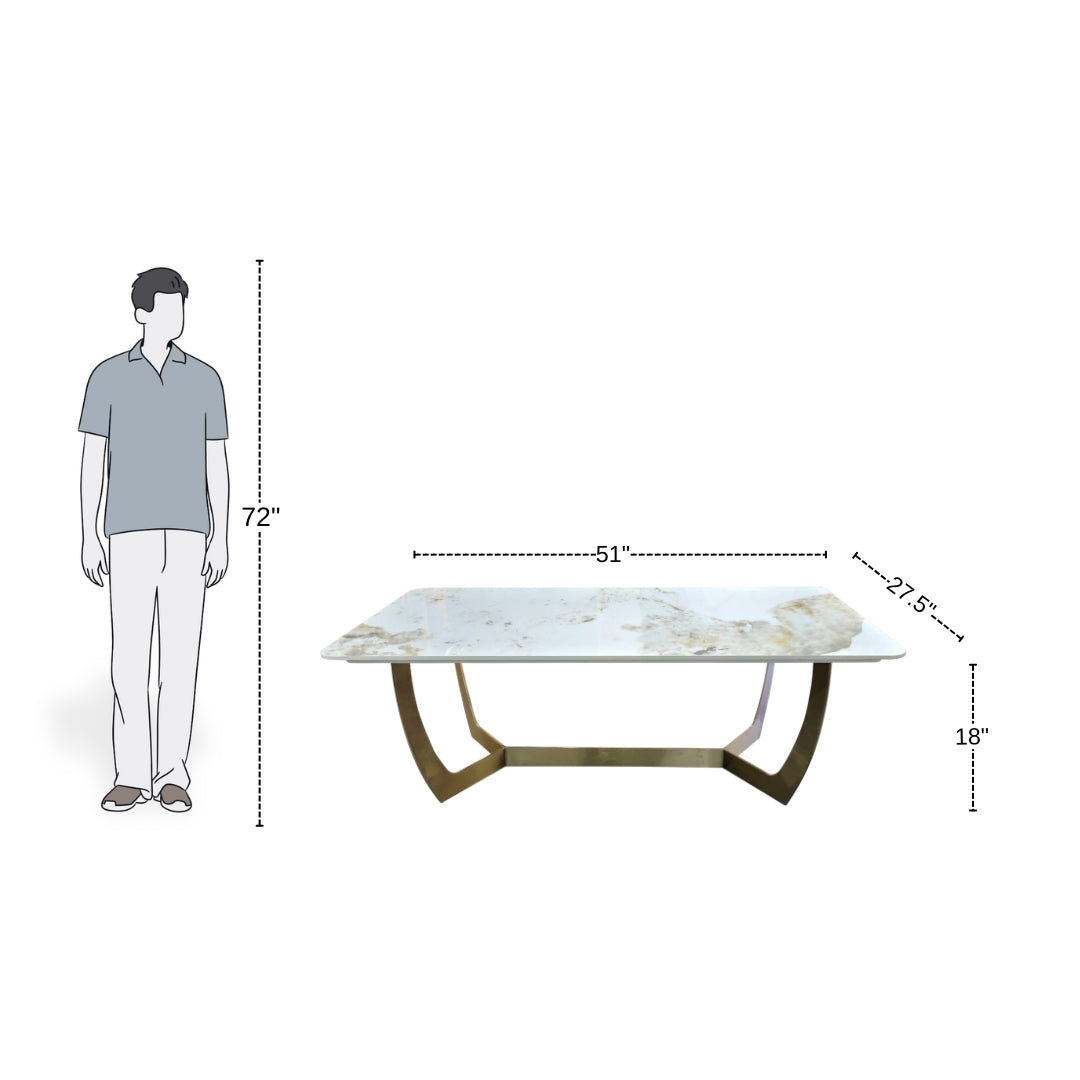 Brass-Leg Marble Coffee Table
