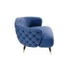 Royal Blue Quilted Velvet Upholstered Accent Chair