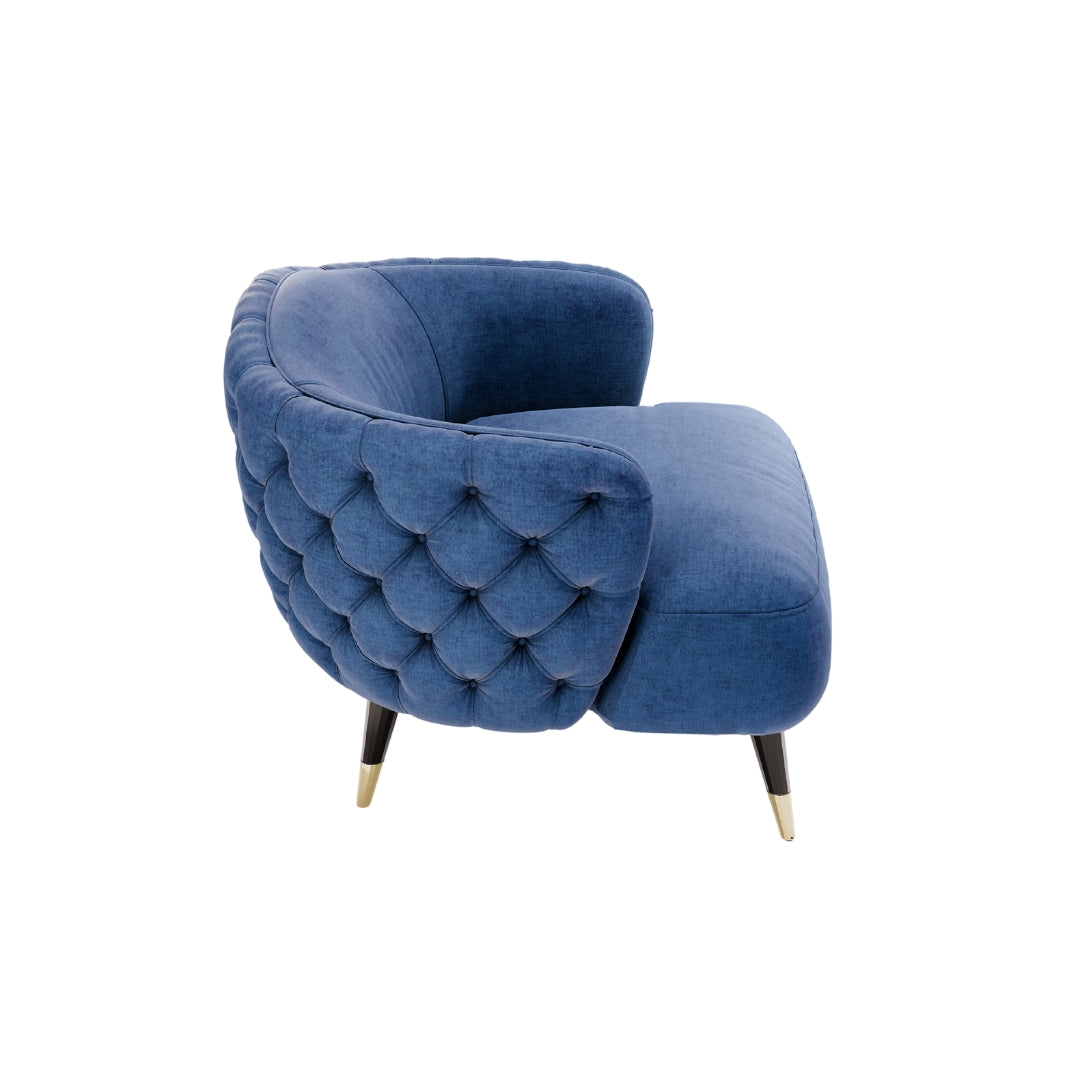 Royal Blue Quilted Velvet Upholstered Accent Chair