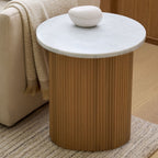 Marble Textured Pedestal Side Table