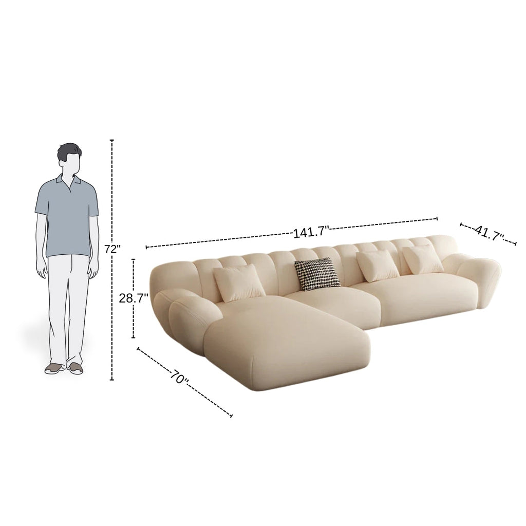 5 Seater LuxeCloud Curve L-Shaped Sofa



