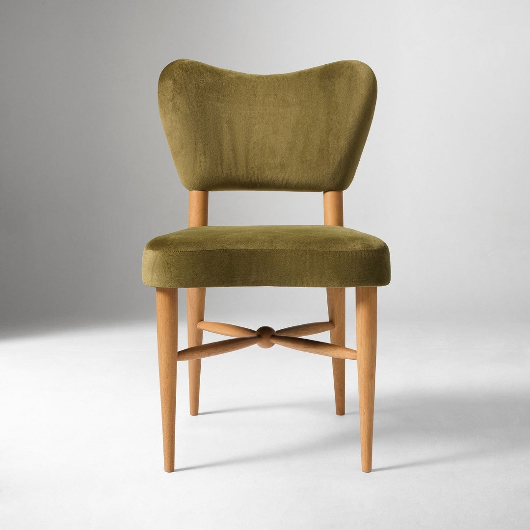 Olive Green Upholstered Wooden Dining Chair