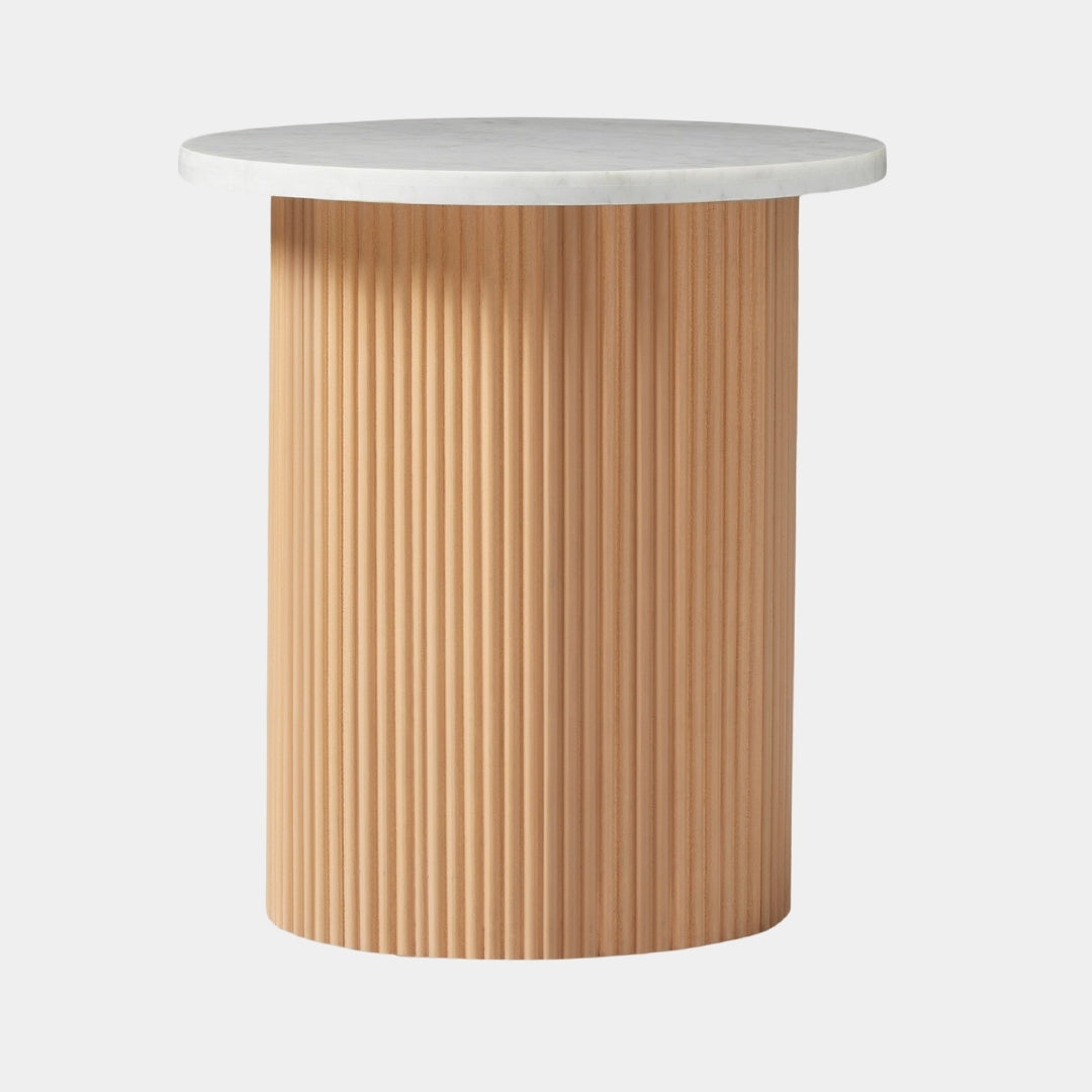 Marble Textured Pedestal Side Table