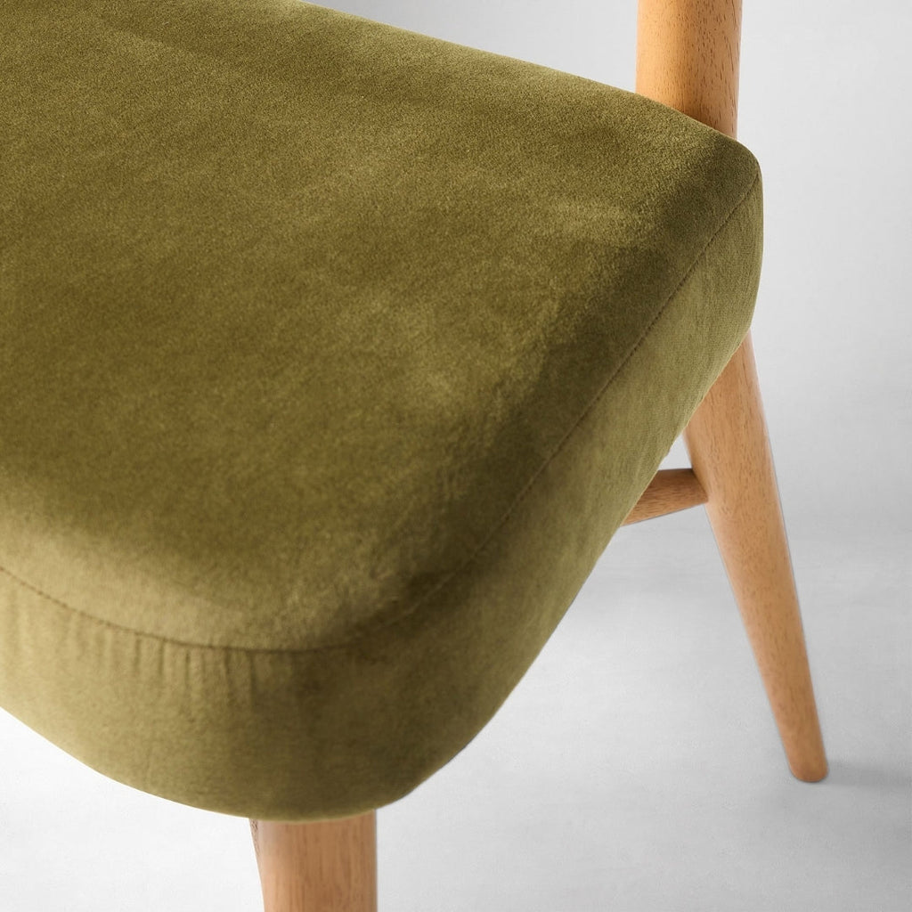 Olive Green Upholstered Wooden Dining Chair