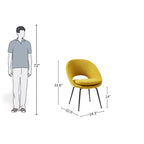 Contemporary Curved Yellow Upholstered Dining Chair

