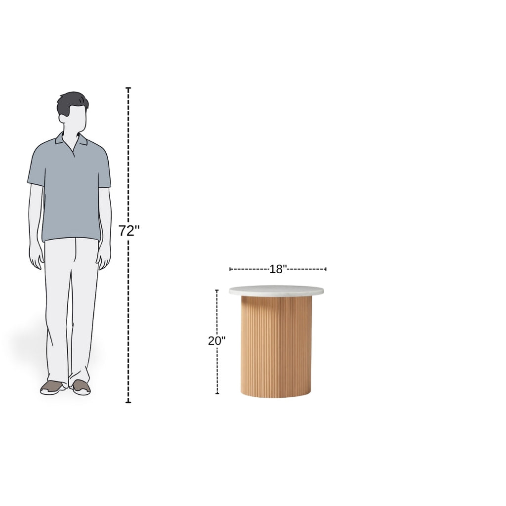 Marble Textured Pedestal Side Table