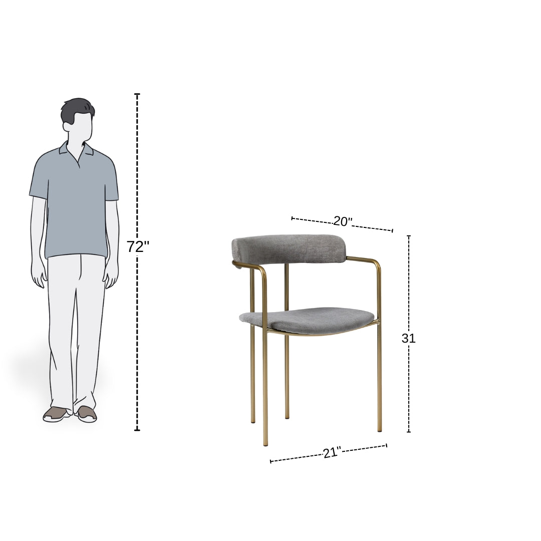 Chic Gold Frame Dining Chair with Soft Grey Seat