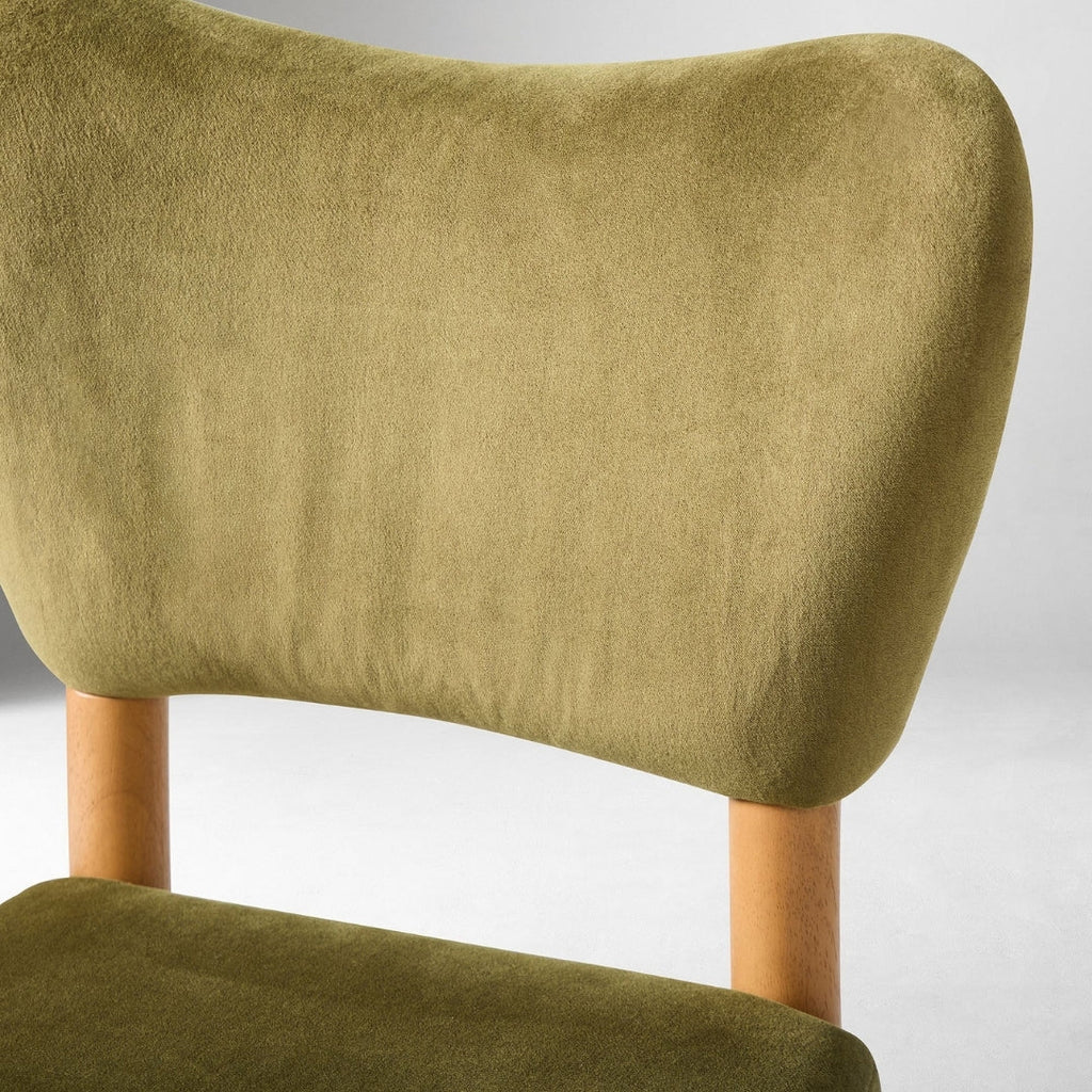 Olive Green Upholstered Wooden Dining Chair