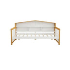 White & Walnut Kids Bed with Trundle and Bookcase