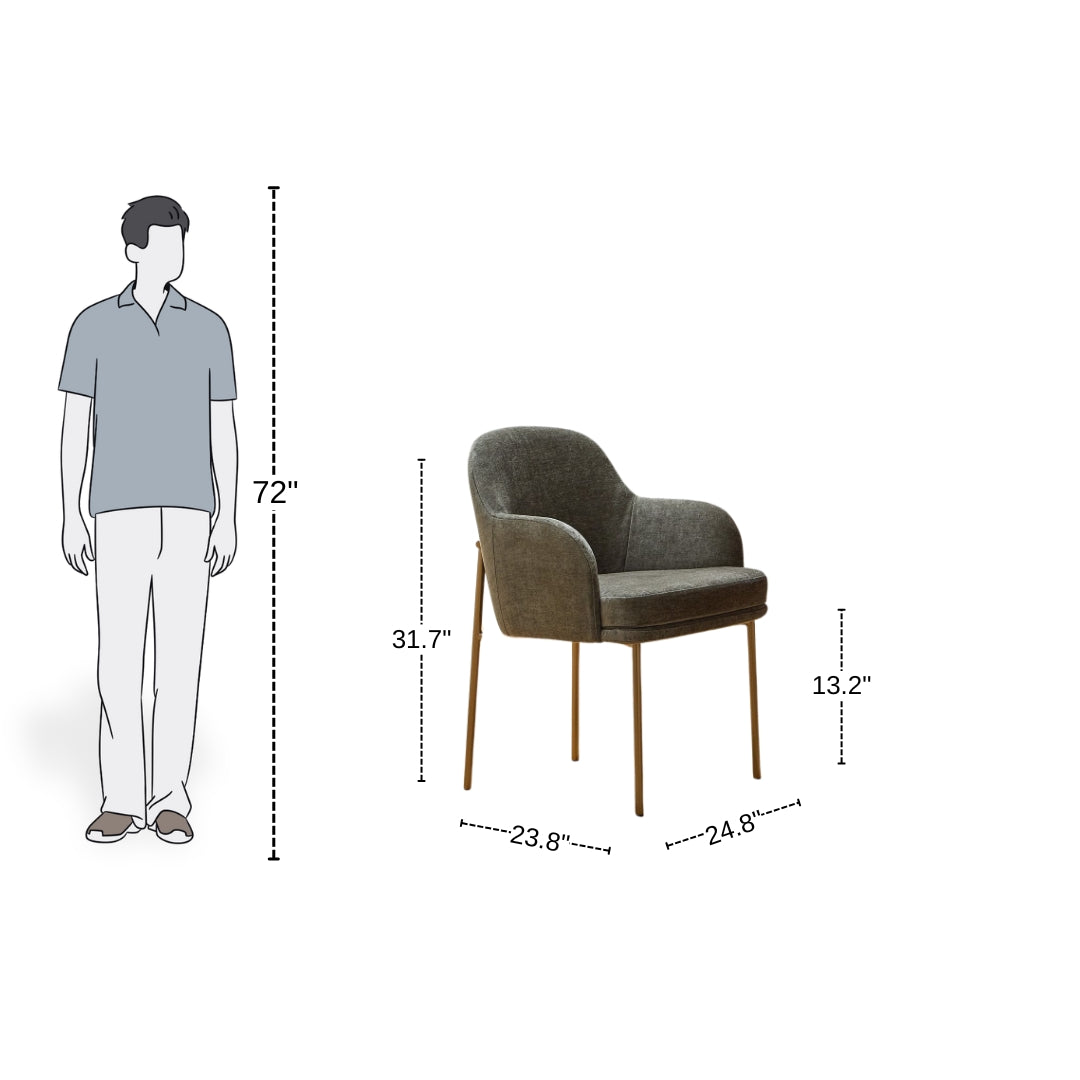 Curved Back Modern Dining Chair with Luxe Touch