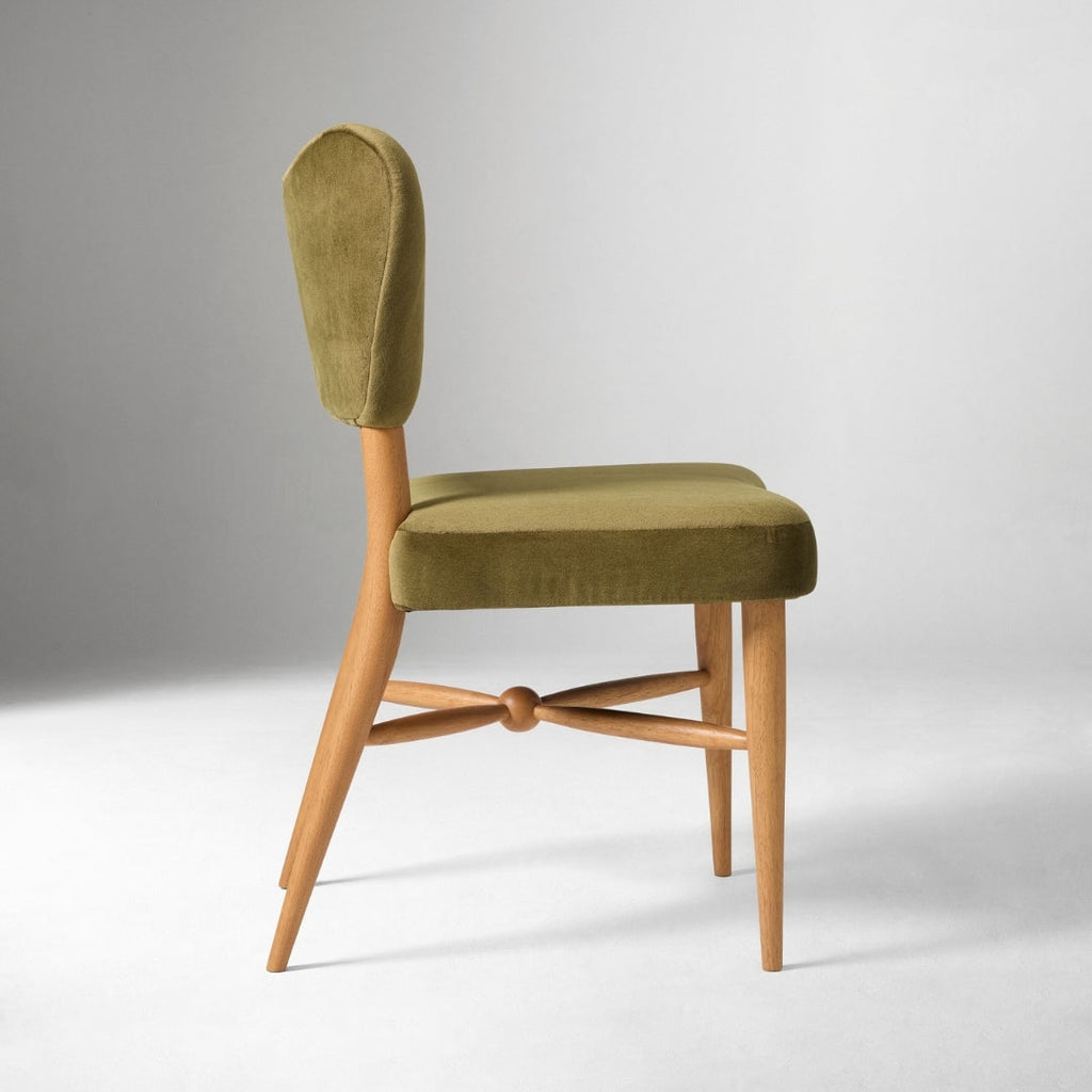 Olive Green Upholstered Wooden Dining Chair