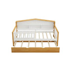 White & Walnut Kids Bed with Trundle and Bookcase
