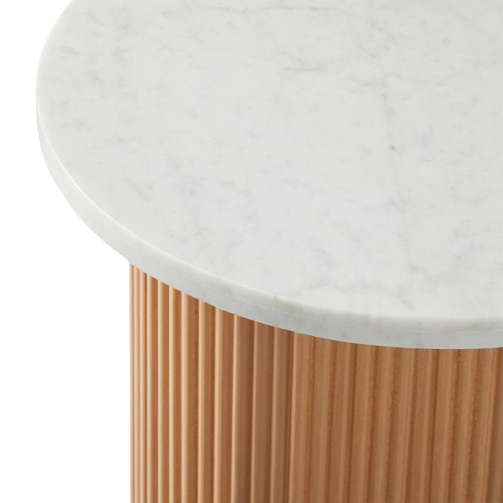 Marble Textured Pedestal Side Table