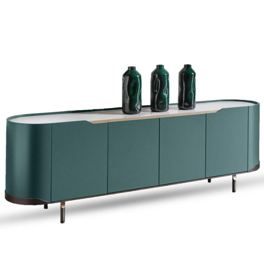 Olive Green TV Unit With Rounded Edges