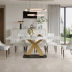 10 Seater White Rectangular Marble Dining Table With X Base
