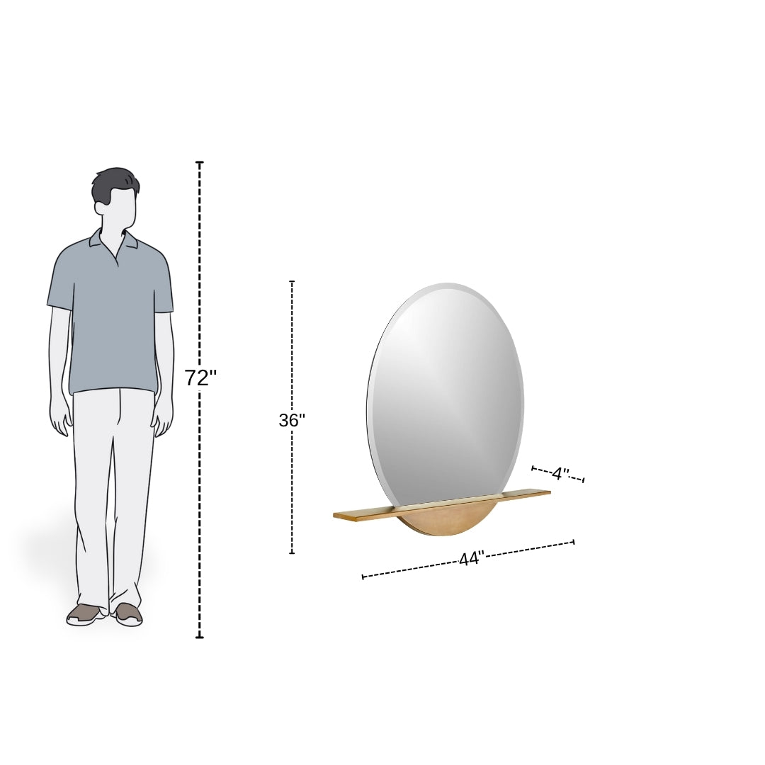 Orbit Round Mirror with Shelf