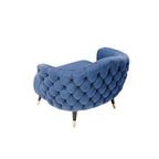 Royal Blue Quilted Velvet Upholstered Accent Chair