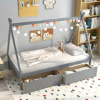 Kids Wooden Tent Bed with Storage Drawers