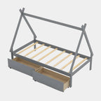 Kids Wooden Tent Bed with Storage Drawers