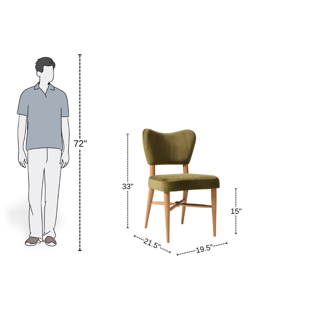 Olive Green Upholstered Wooden Dining Chair