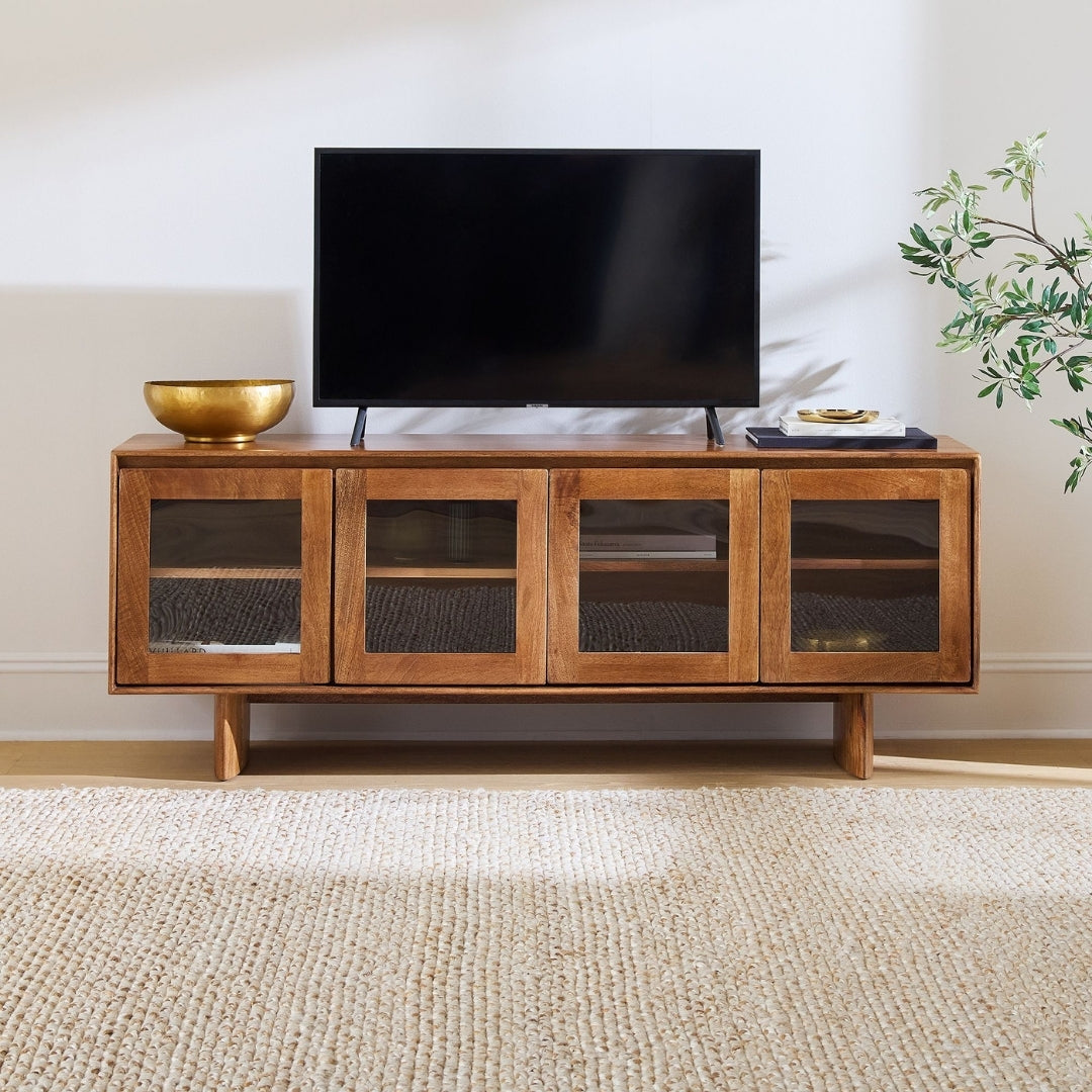 Vintage Frame Glass-Door TV Unit