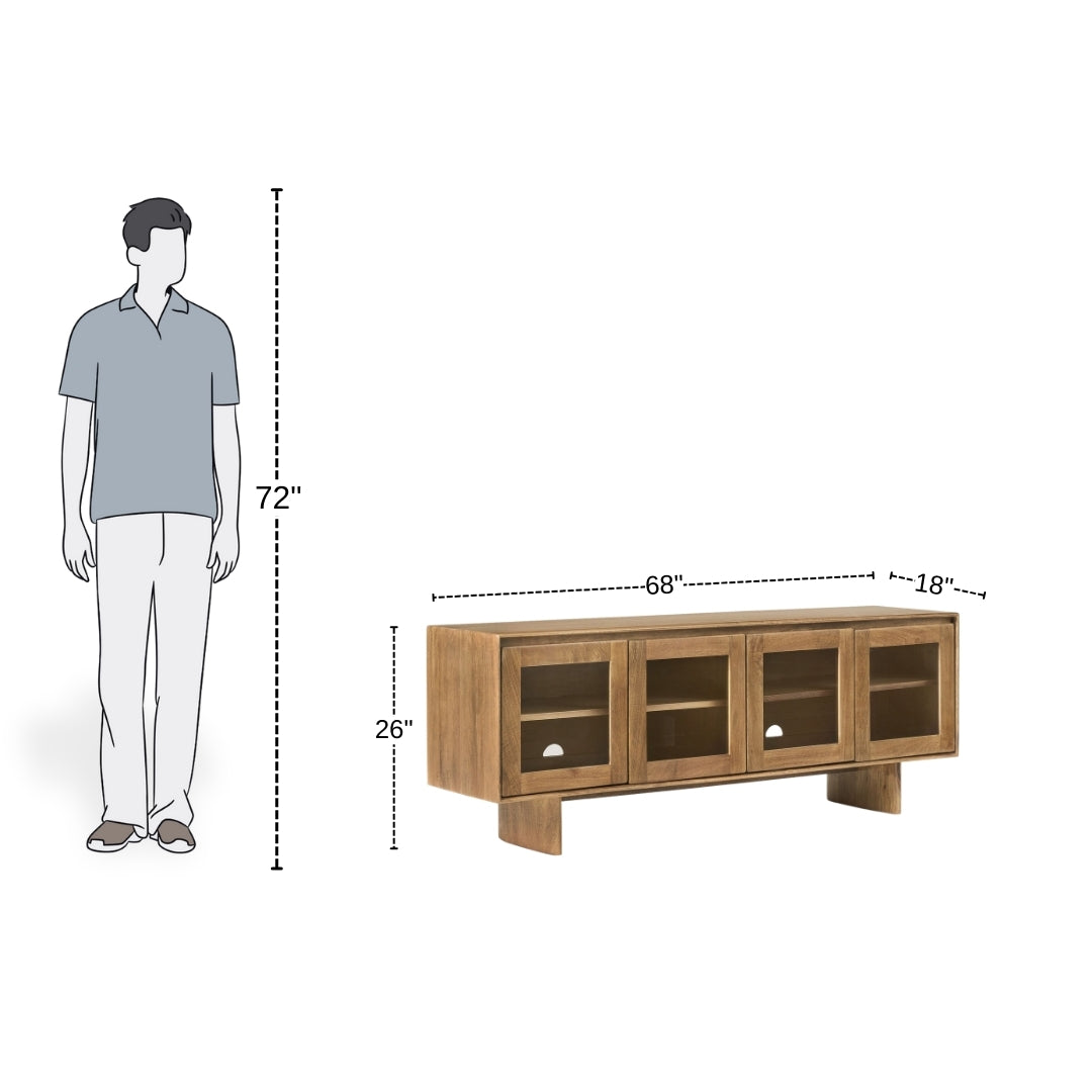 Vintage Frame Glass-Door TV Unit