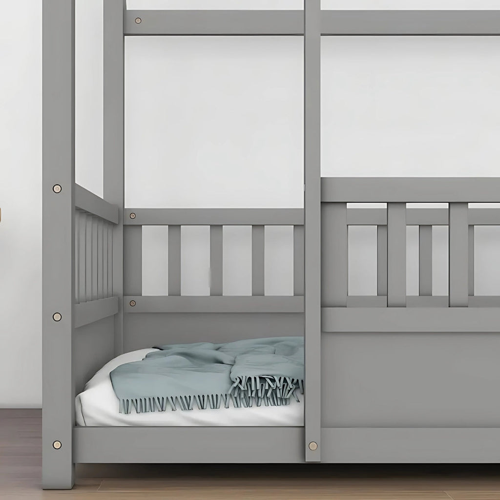 Full Size Kids House Bed with Roof Design