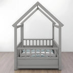Full Size Kids House Bed with Roof Design