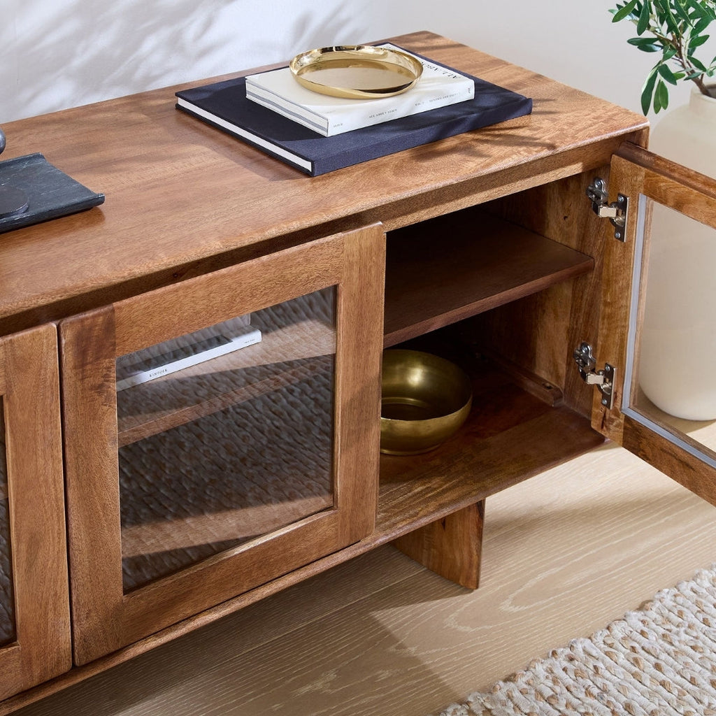 Vintage Frame Glass-Door TV Unit