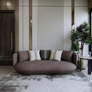 3 Seater Luxurious Tan Coffee-Colored Curved Sofa