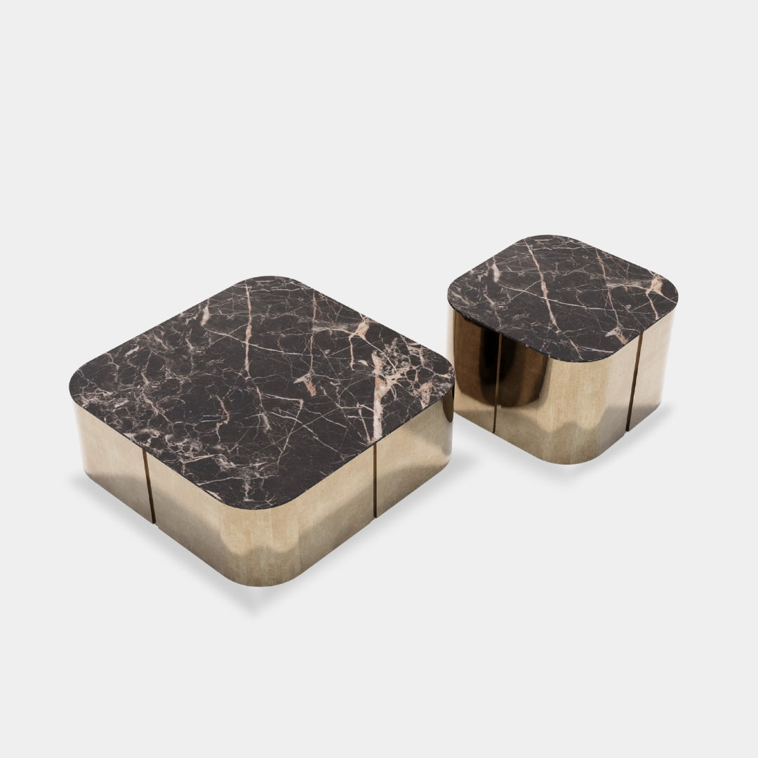 Elegant Set of Two Marble-Top Coffee Tables