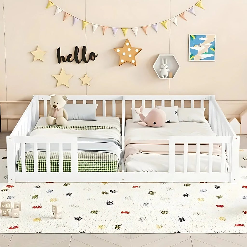 Twin Capacity White Baby Bed With Safety Rails