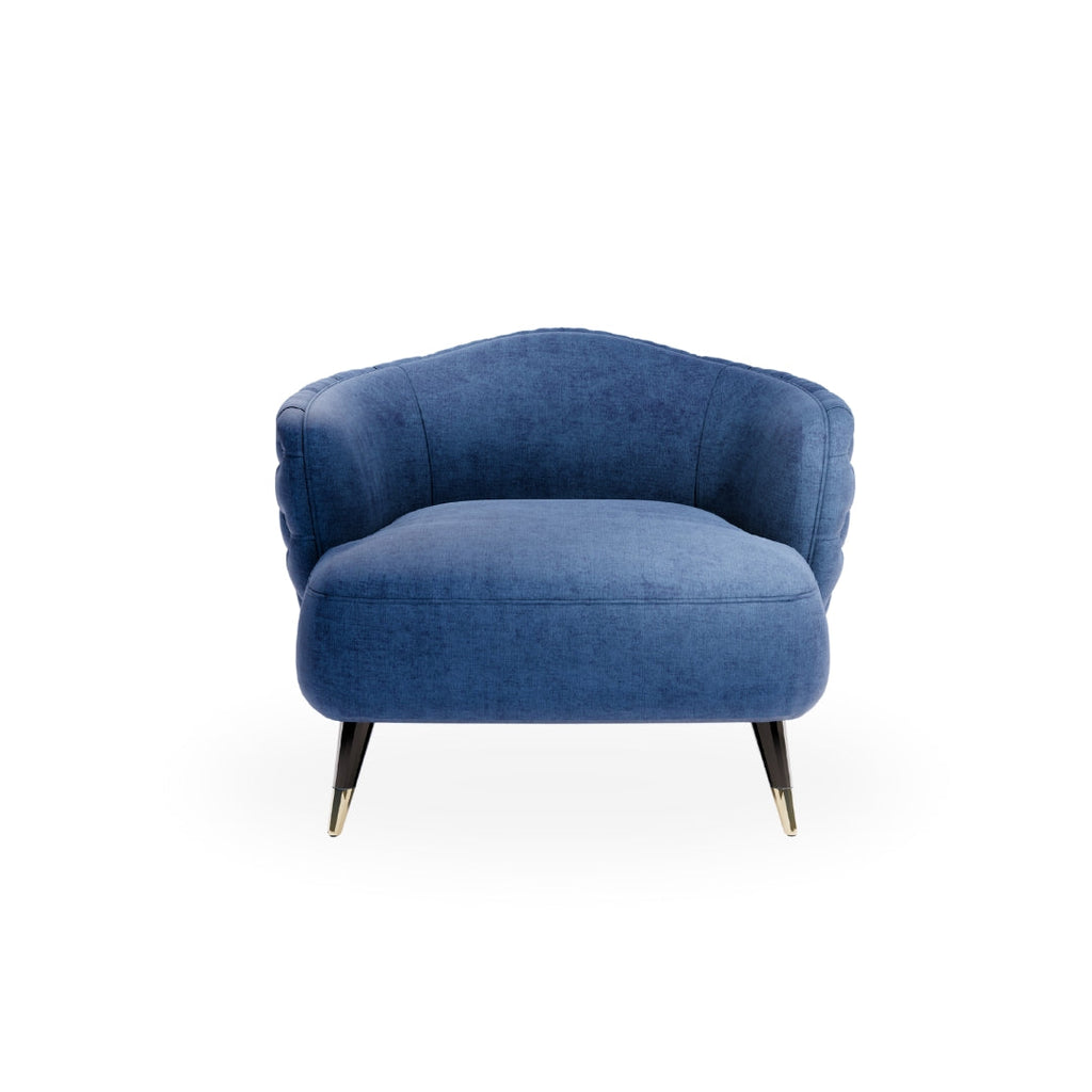 Royal Blue Quilted Velvet Upholstered Accent Chair