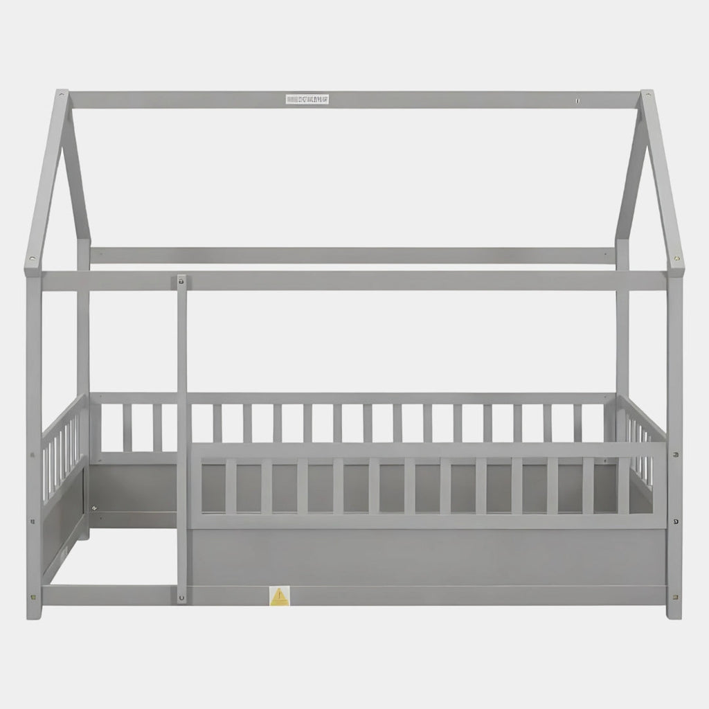 Full Size Kids House Bed with Roof Design