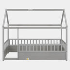 Full Size Kids House Bed with Roof Design
