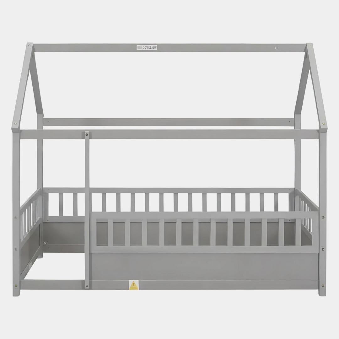 Full Size Kids House Bed with Roof Design