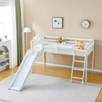 Fun White Loft Bed for Kids with Slide & Stairs